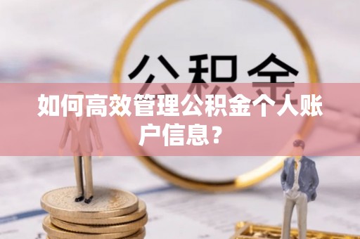 慈利如何高效管理公积金个人账户信息？